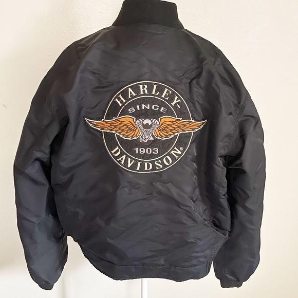 Harley-Davidson Other - Harley Davidson Bomber Zip Nylon Embroidered Wings Motorcycle Jacket Coat XL